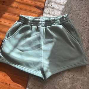 Green sweat shorts. 2 inch inseam.
